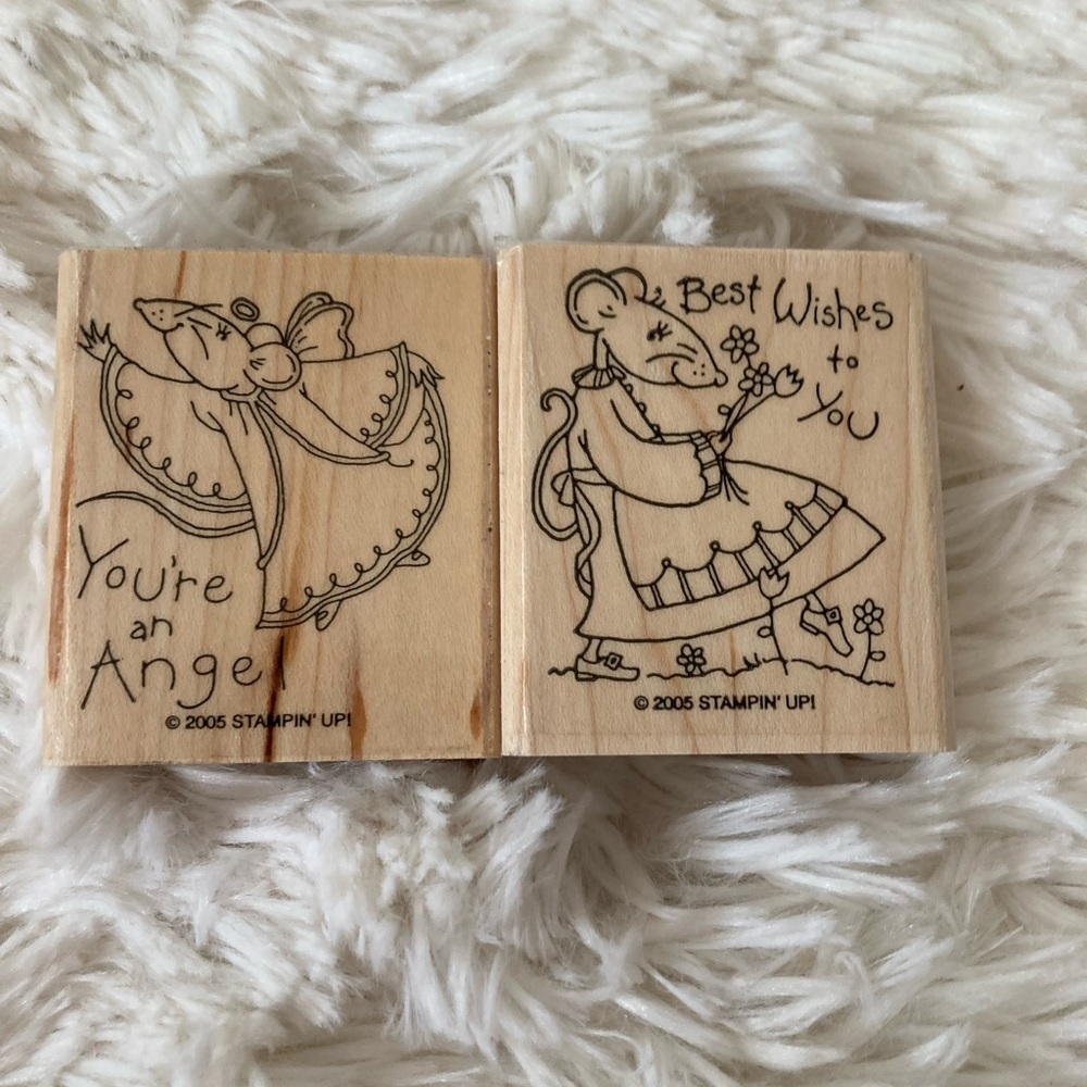 Stampin up! Set of 2 mice rubber stamps-Unused